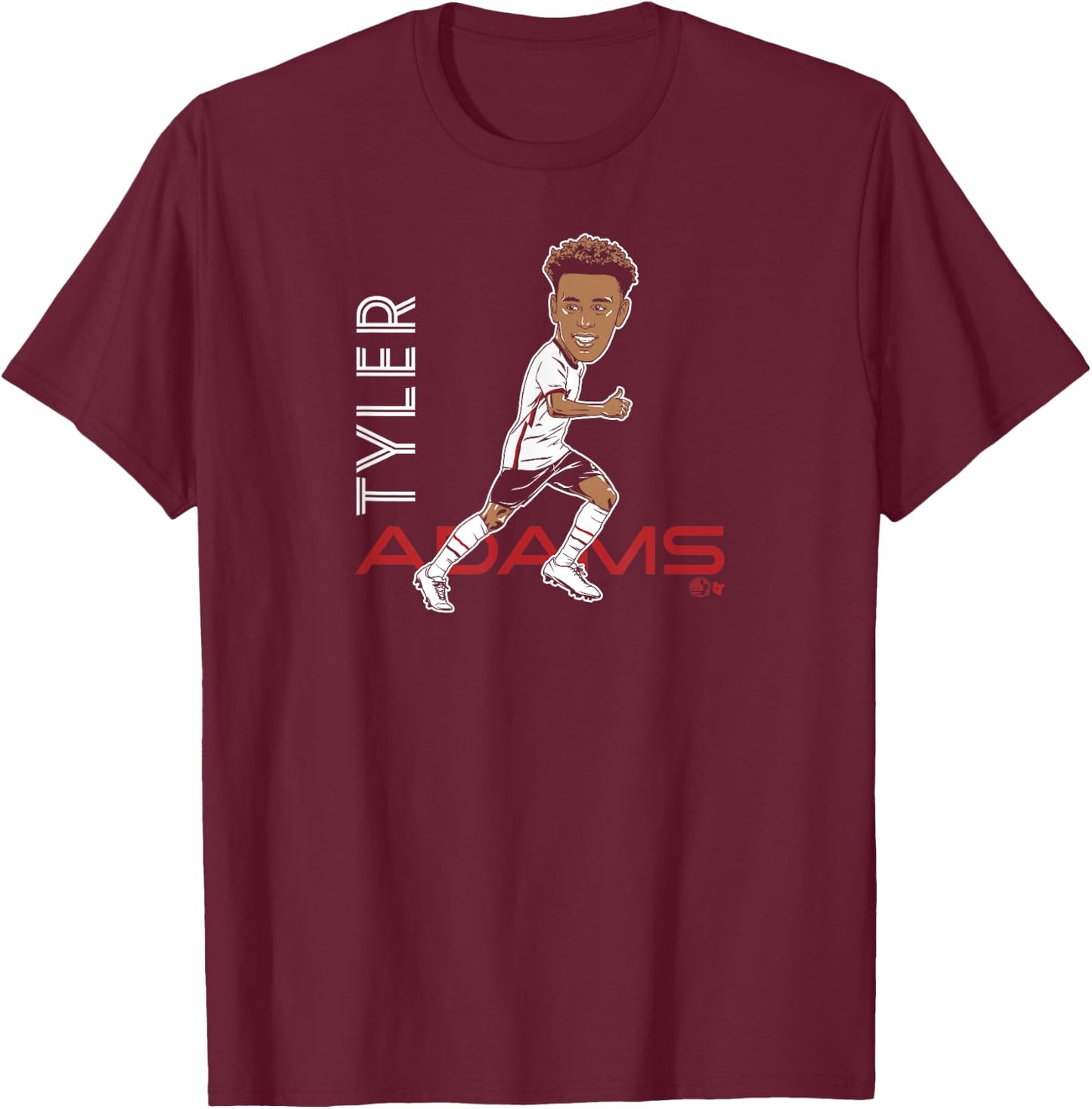 Tyler Adams - Caricature - United States Soccer T-Shirt - T-Shirt | Maroon