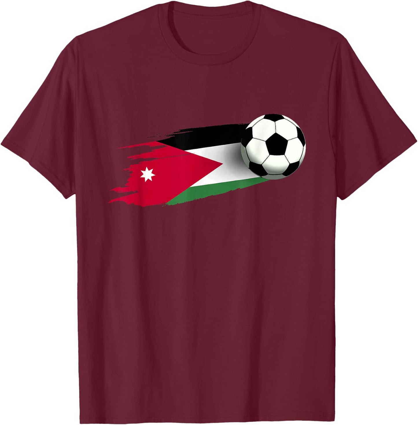 Jordan Flag Jersey Jordanian Soccer Team Jordanian T-Shirt - T-Shirt | Maroon