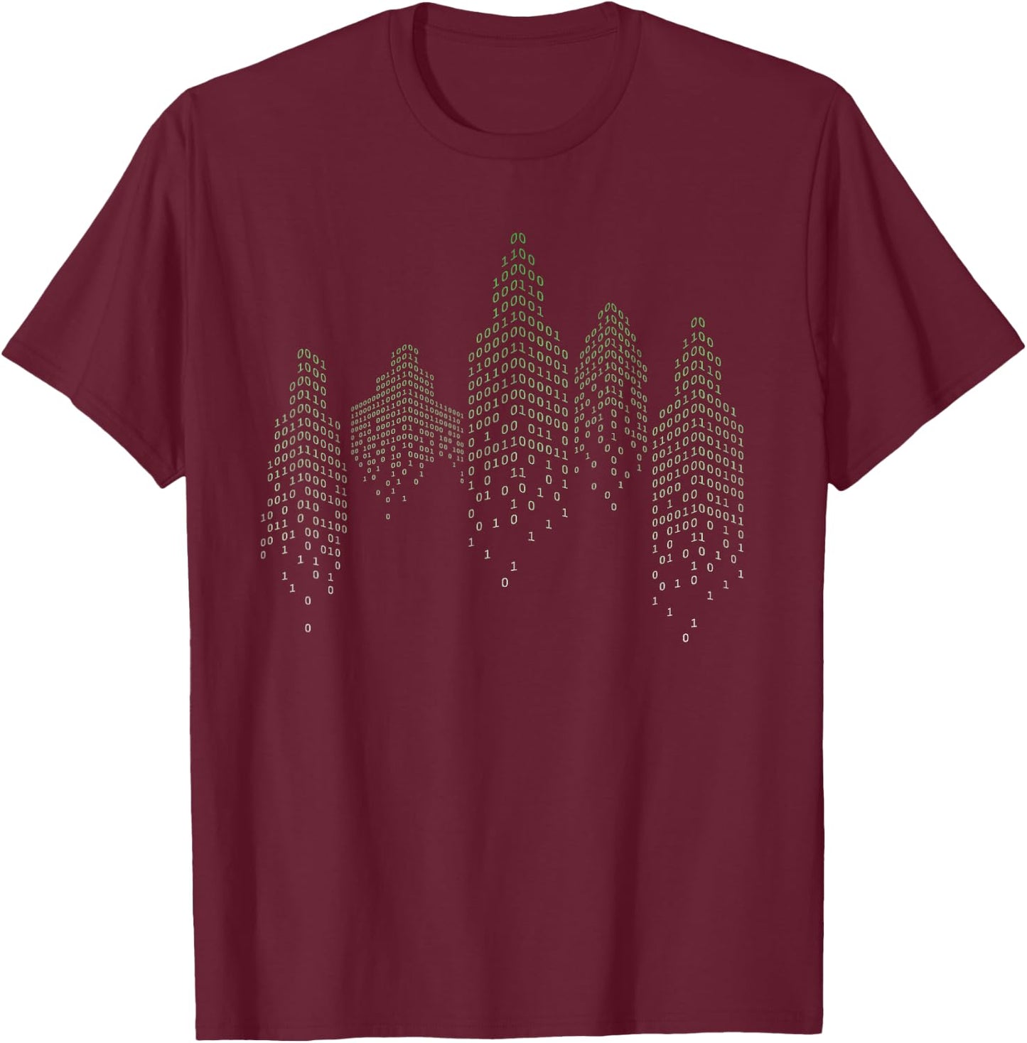 Binary City I Hacker Code Coder Hacking It Programmer T-Shirt - T-Shirt | Maroon