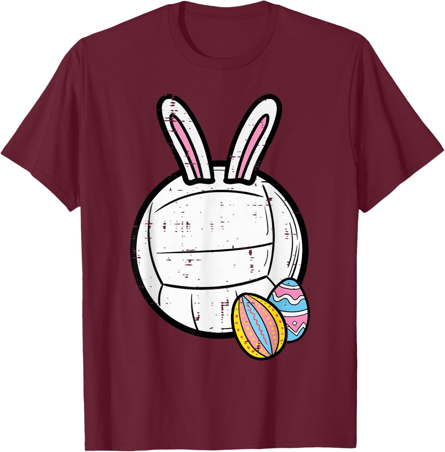 Easter Volleyball Bunny Sports Player Women Girls Teens Men T-Shirt - T-Shirt | Maroon