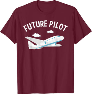 Funny Future Pilot Design For Kids Men Women Airplane Lovers T-Shirt - T-Shirt | Maroon