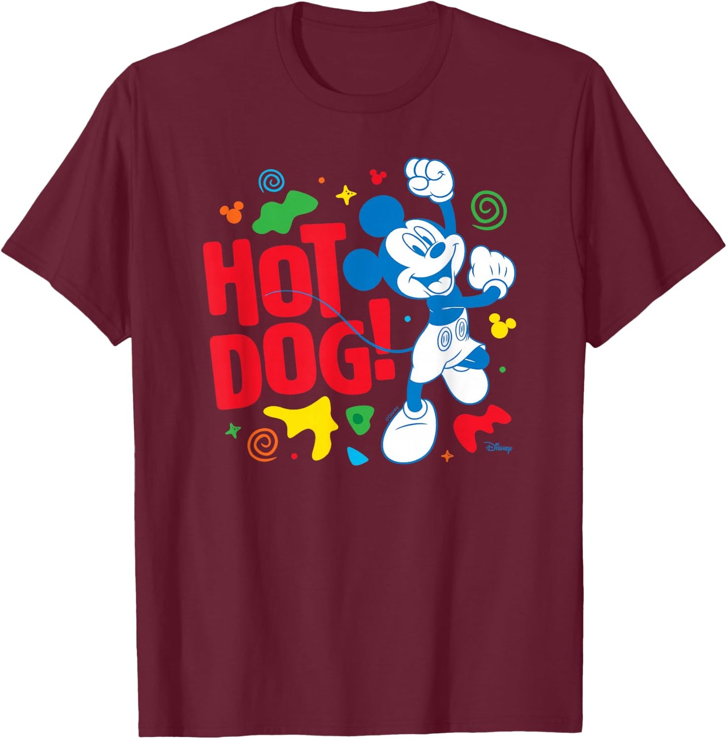 Mickey & Friends- Hot Dog Mickey T-Shirt - T-Shirt | Maroon