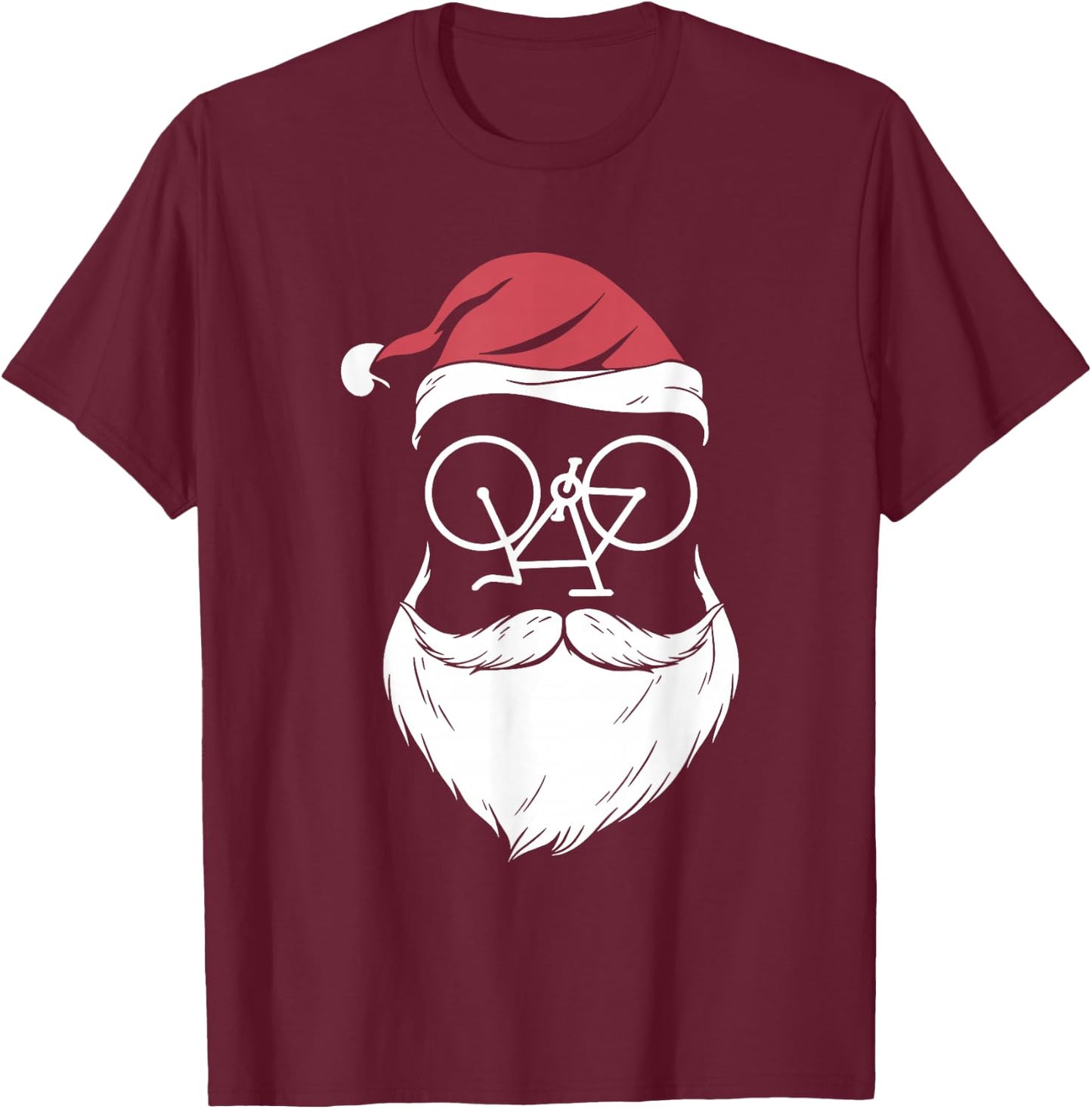 Santa Bike Sunglasses Christmas Pajama Cycling Biker Cyclist T-Shirt - T-Shirt | Maroon