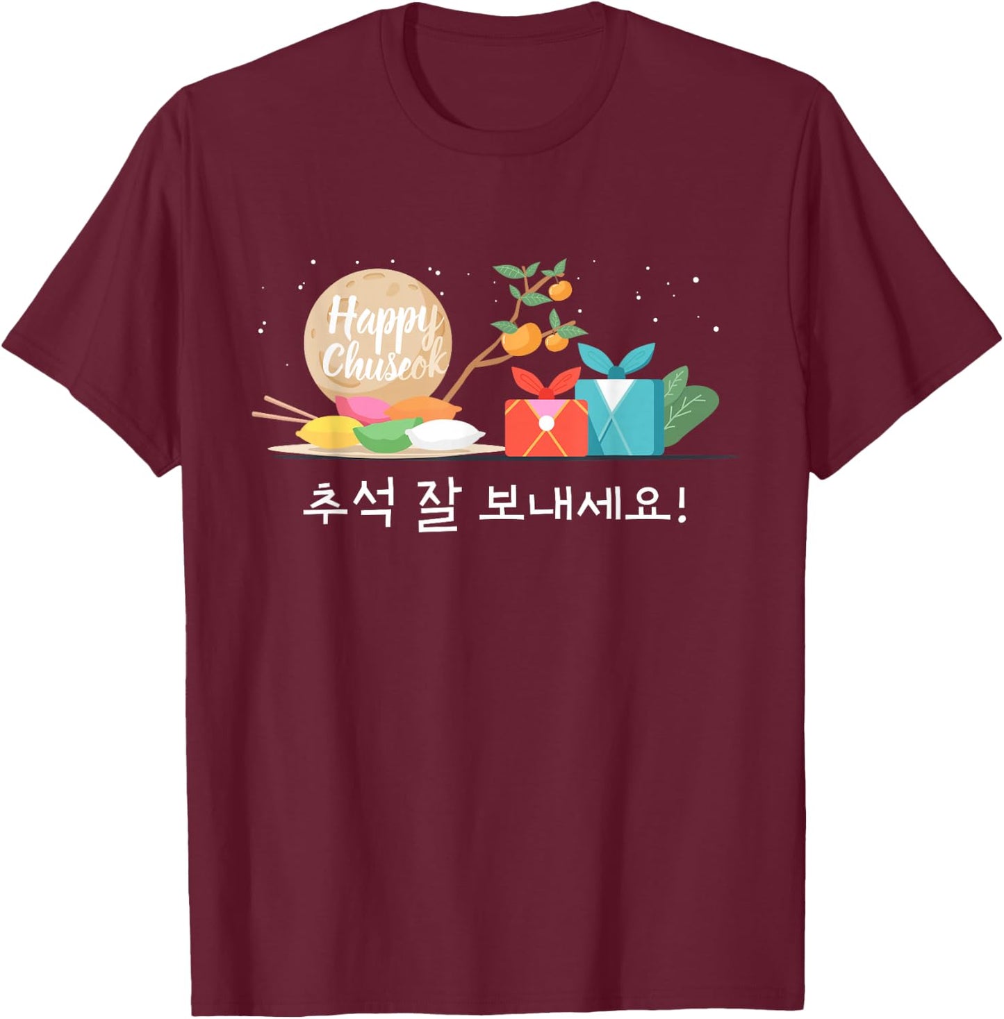 KOREA HAPPY CHUSEOK, Korean Harvest Celebration T-Shirt - T-Shirt | Maroon