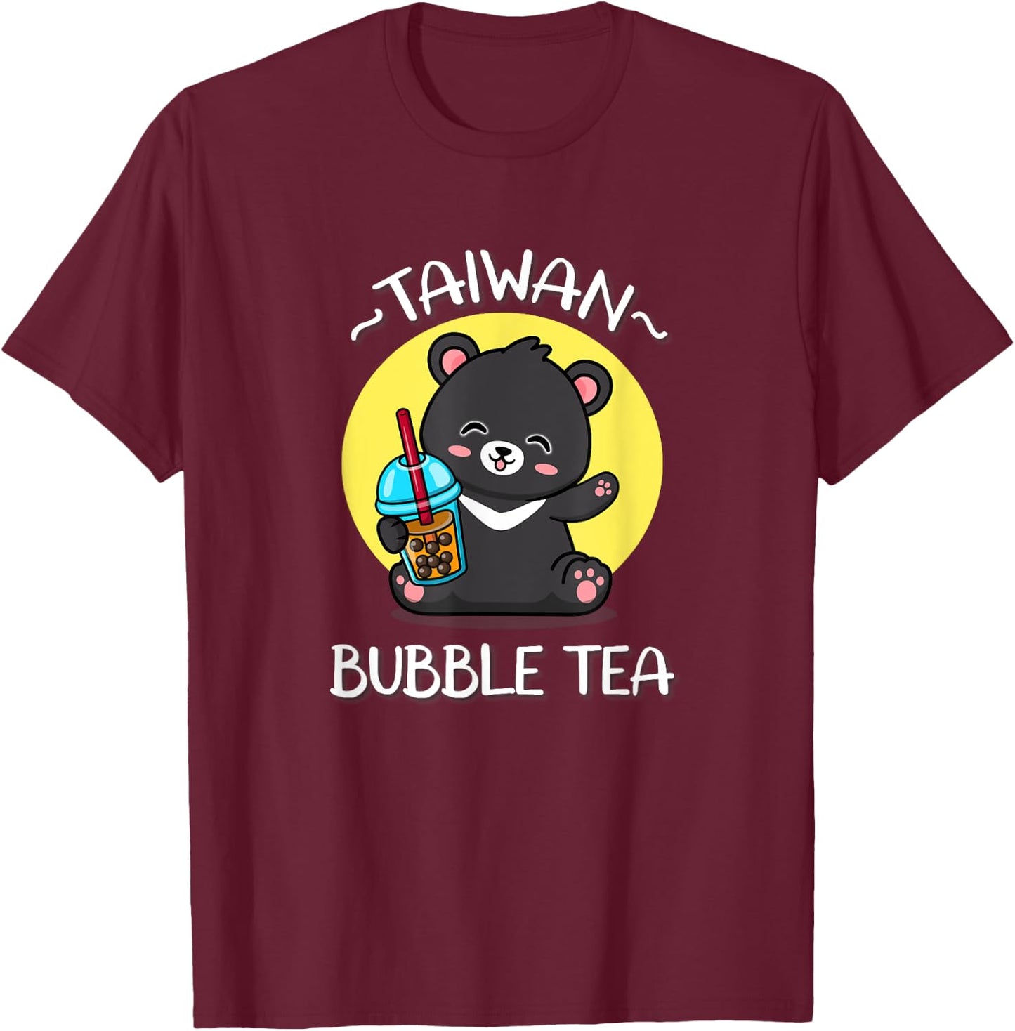 Kawaii Boba Bubble Milk Tea Lover Formosa Bear Taiwan Travel T-Shirt - T-Shirt | Maroon