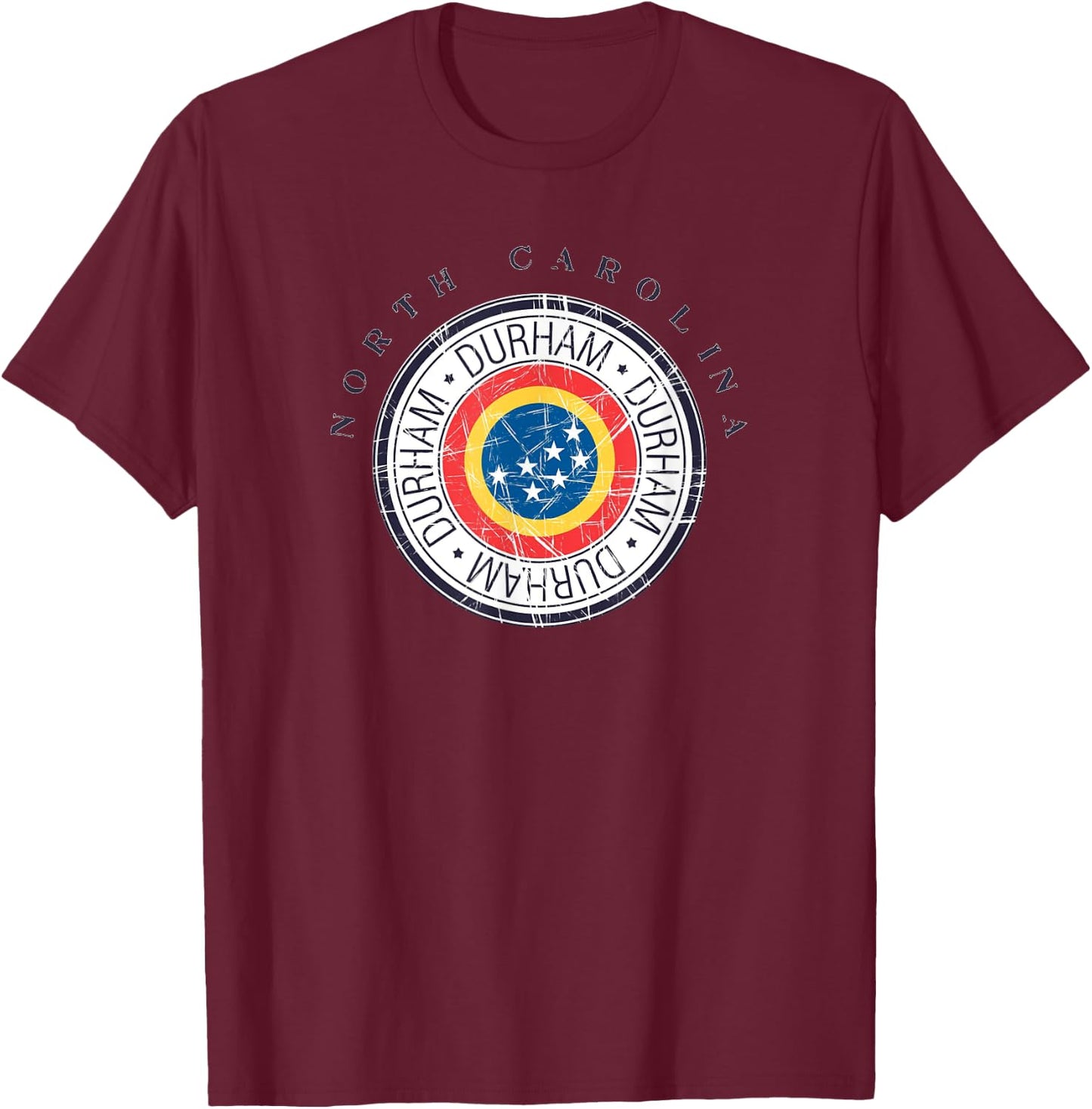 Durham Flag North Carolina State Seal Bull City NC Souvenir T-Shirt - T-Shirt | Maroon