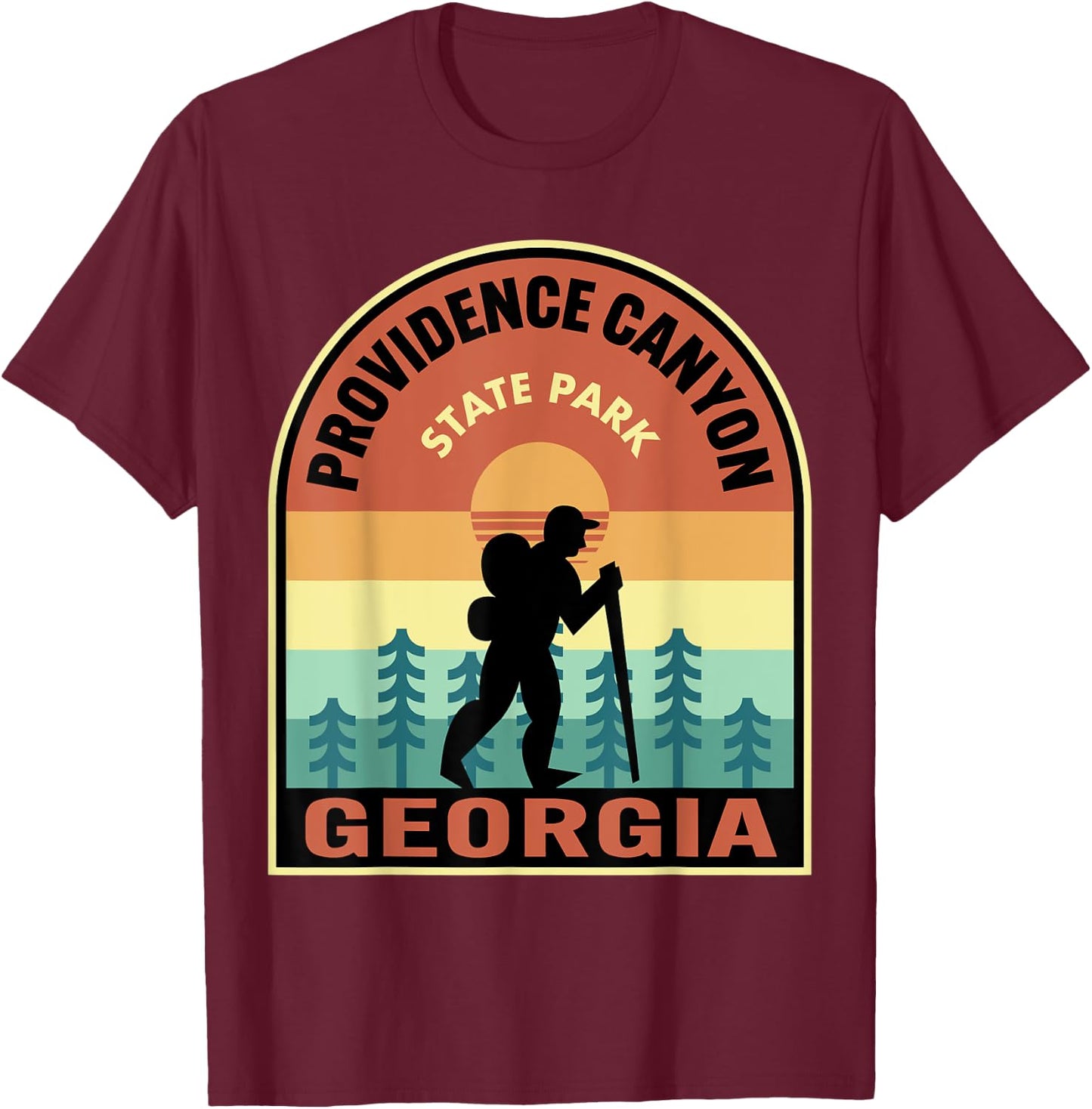 Providence Canyon State Park Georgia Retro Hiking T-Shirt - T-Shirt | Maroon