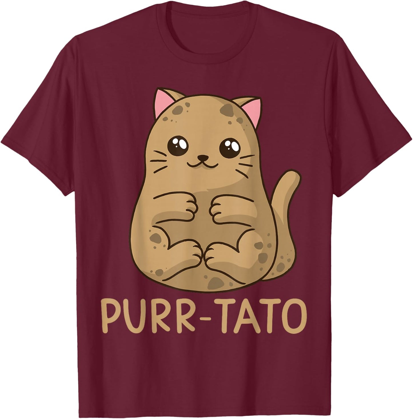 Purrtato Cat Potato Cat Lover Idaho Potatoes T-Shirt - T-Shirt | Maroon