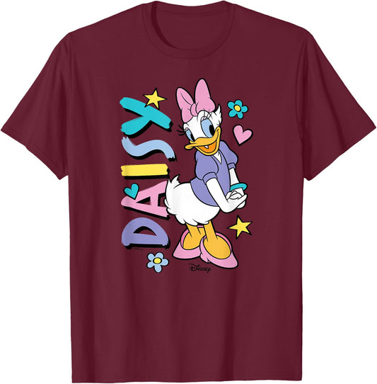 Daisy - Daisy Duck with Icons T-Shirt - T-Shirt | Maroon