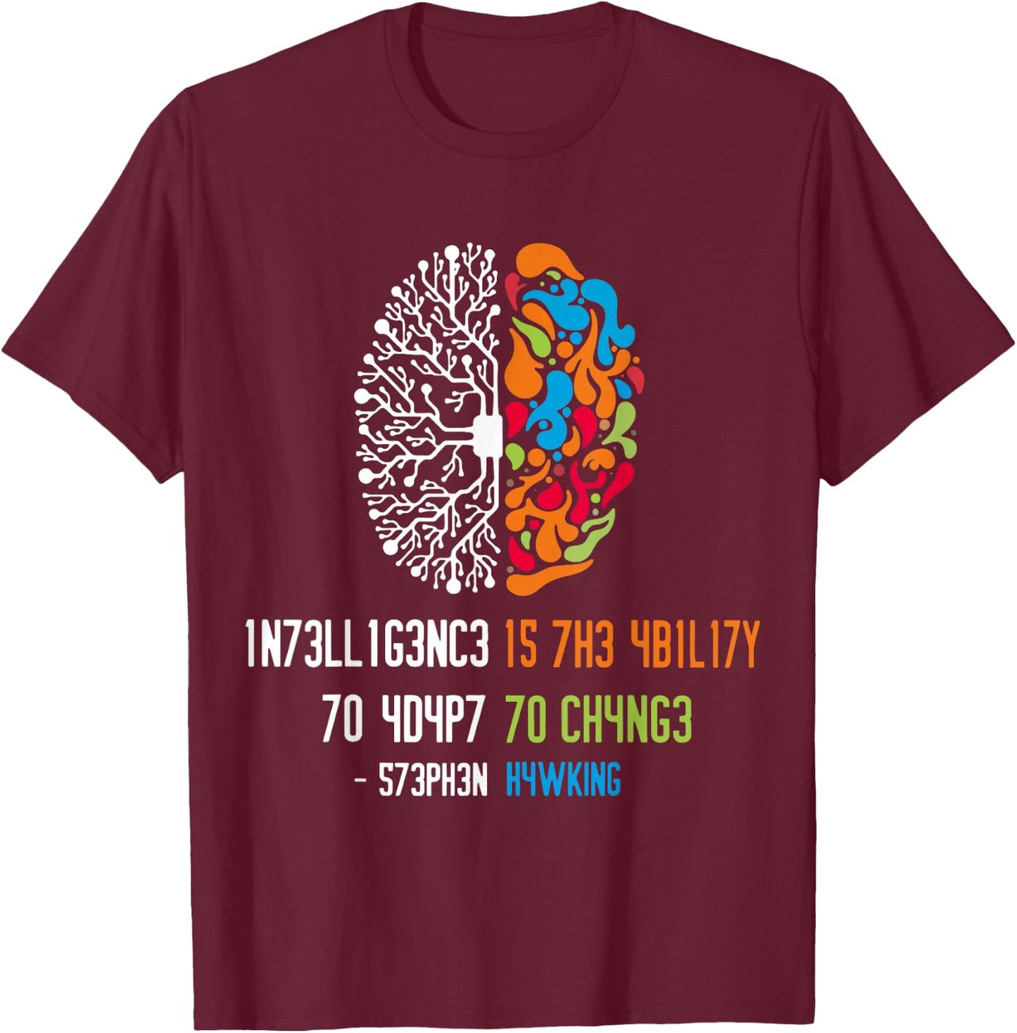 1n73ll1g3nc3 15 7h3 4b1l17y 70 4d4p7 70 Ch4ng3 T-Shirt - T-Shirt | Maroon