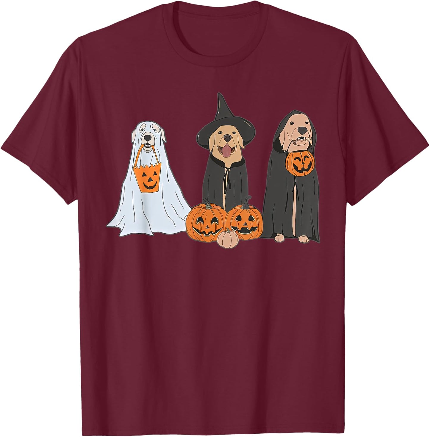 Halloween Labrador Golden Retriever T-Shirt - T-Shirt | Maroon