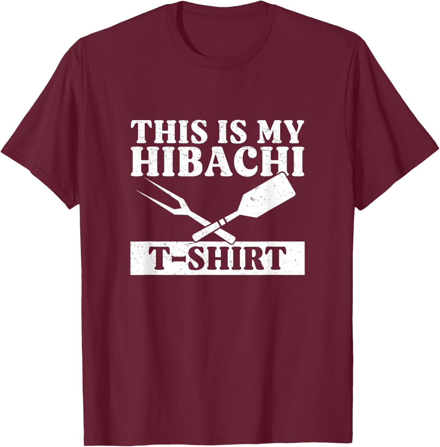 Hibachi Grilling Apparel - Men's Black X-Small Short Sleeve - Funny Japanese Cooking Hibachi T-Shirt - T-Shirt | Maroon