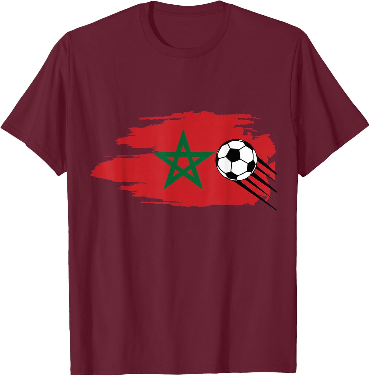 Morocco Moroccan Flag Soccer Football Lover T-Shirt - T-Shirt | Maroon