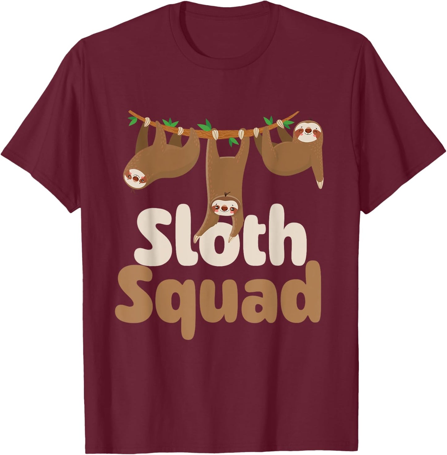 Sloth Squad - Family Wildlife Zoo Animal Lover Zookeeper T-Shirt - T-Shirt | Maroon