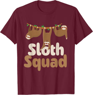 Sloth Squad - Family Wildlife Zoo Animal Lover Zookeeper T-Shirt - T-Shirt | Maroon