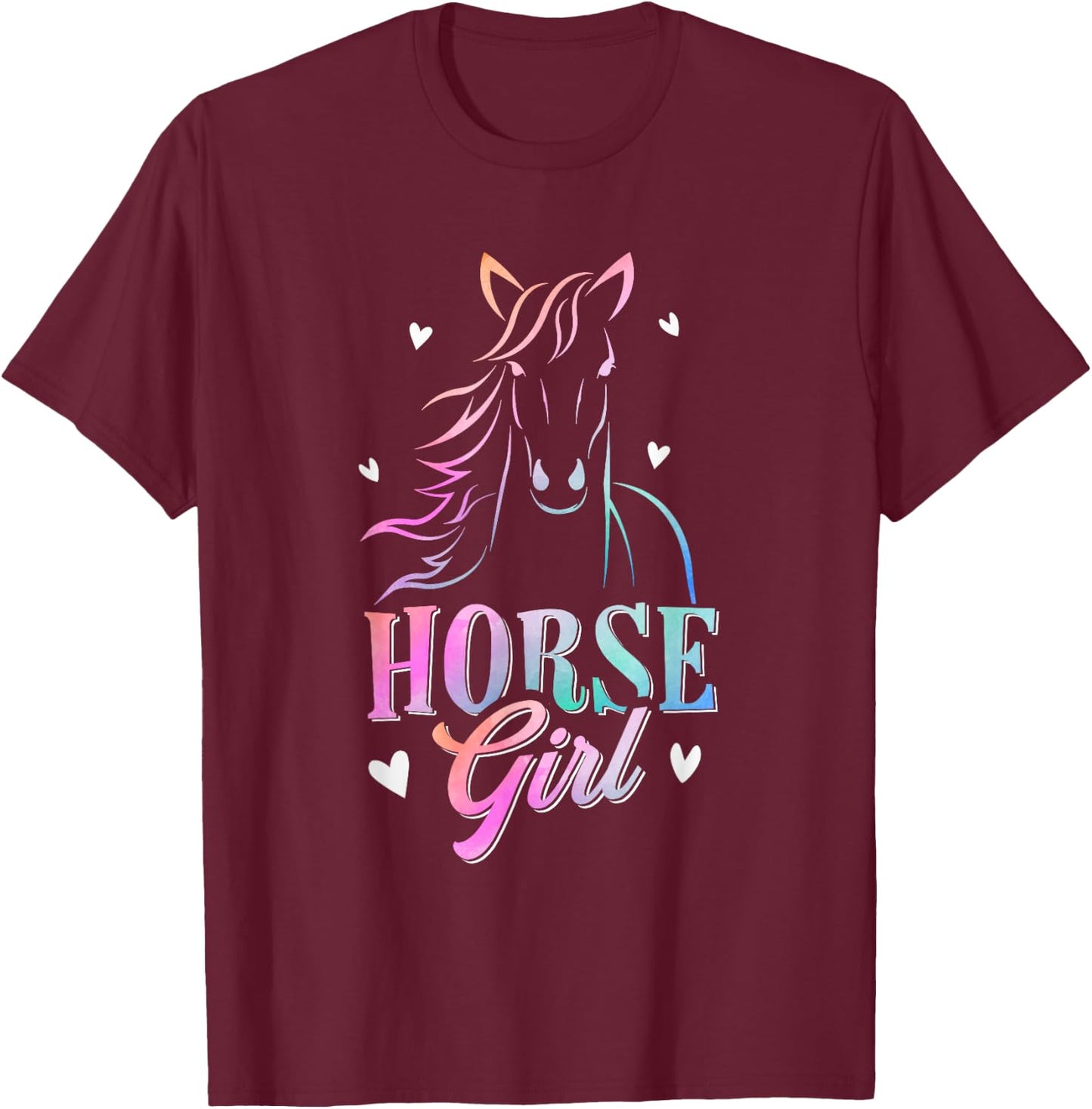 Horse Graphic Women Girls Horseback Riding Horse Lover T-Shirt - T-Shirt | Maroon