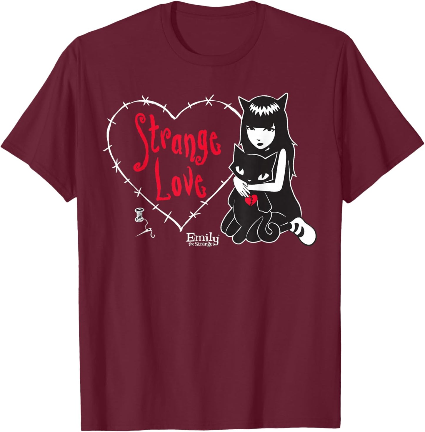 Emily The Strange Strange Love T-Shirt - T-Shirt | Maroon