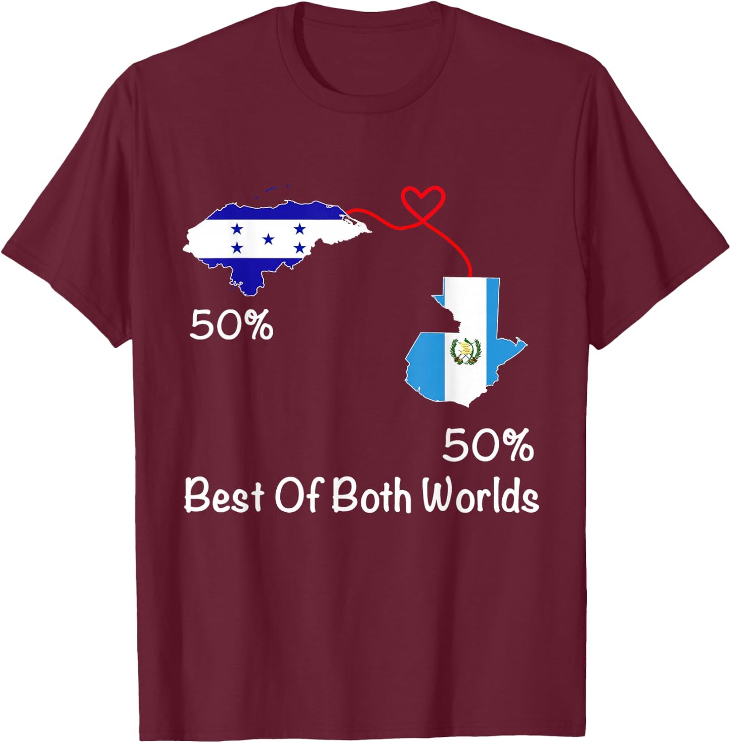 Half Honduran Half Guatemalan Flag Map Guatemala T-Shirt - T-Shirt | Maroon