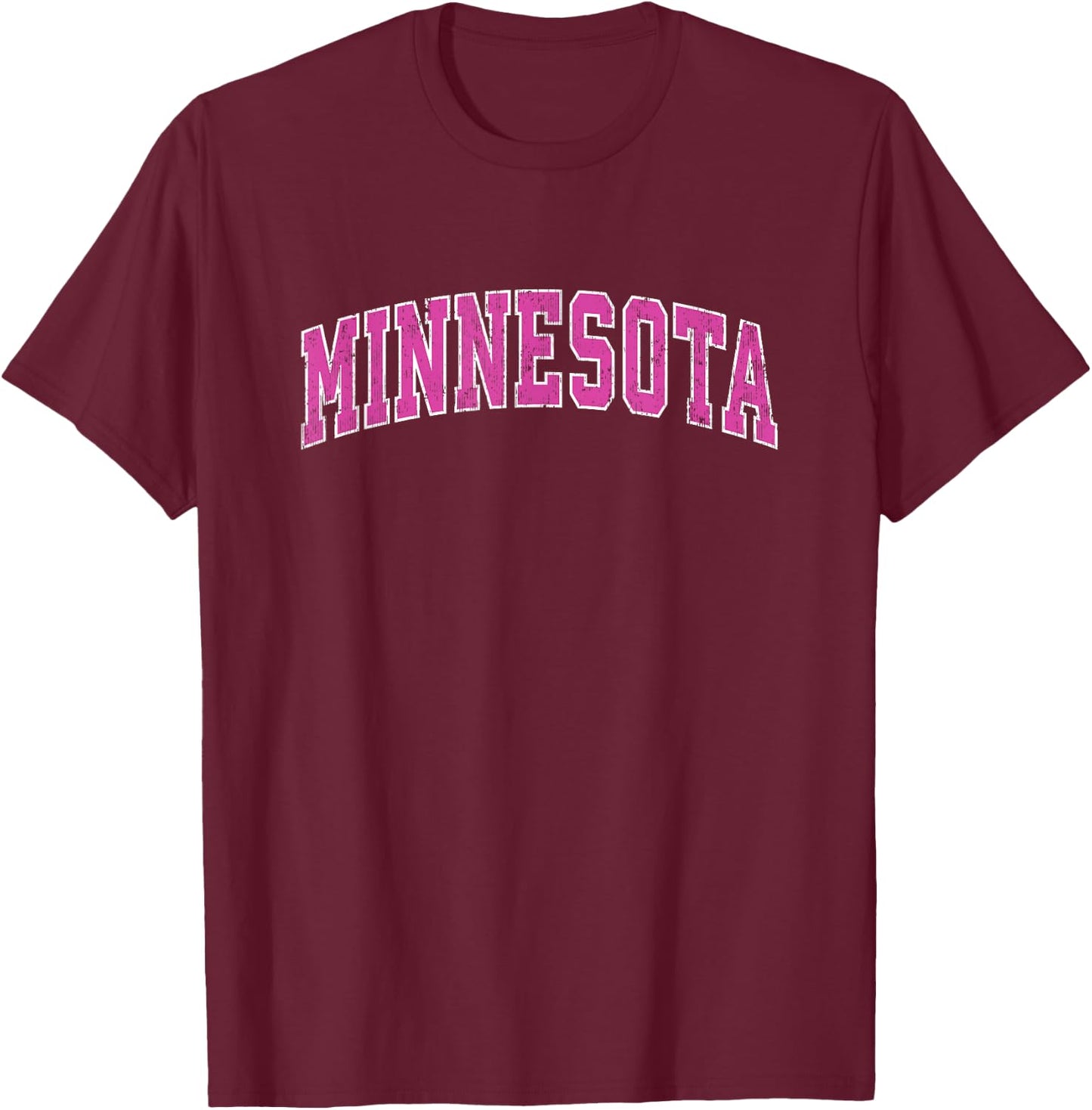 Minnesota MN Vintage Sports Design Pink Design T-Shirt - T-Shirt | Maroon