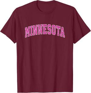 Minnesota MN Vintage Sports Design Pink Design T-Shirt - T-Shirt | Maroon