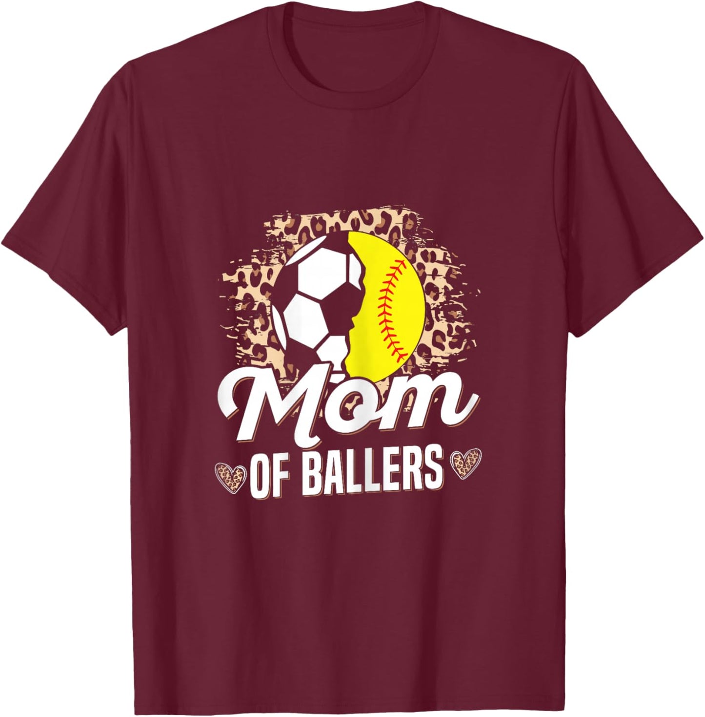 Mom of ballers Design for a Mom of softball and soccer T-Shirt - T-Shirt | Maroon