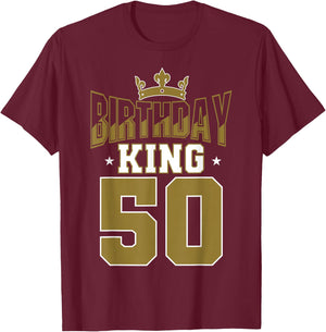 Birthday King 50 Bday Party Celebration 50th Royal Theme T-Shirt - T-Shirt | Maroon