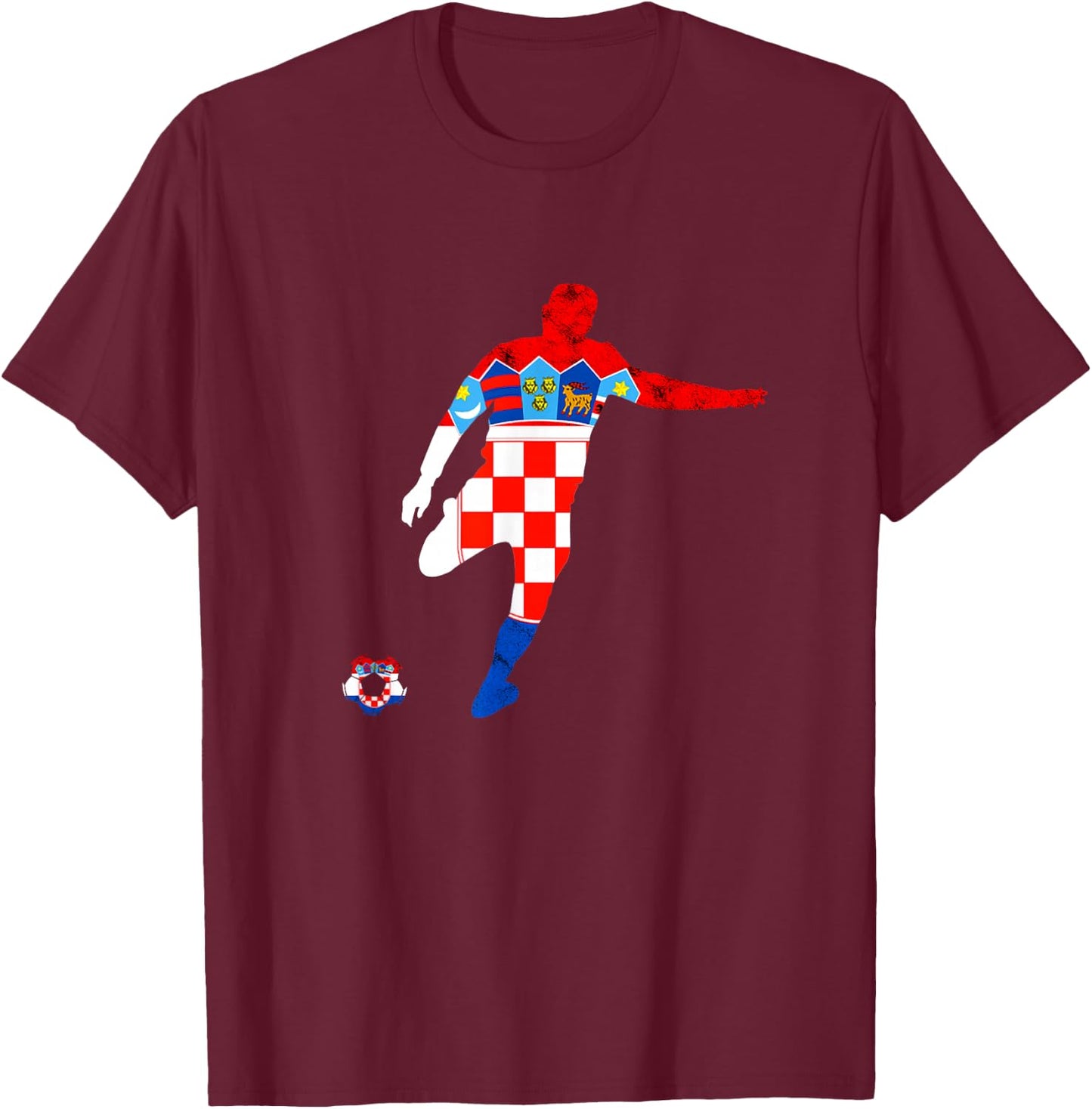 Croatia Croatian Roots Croatian Soccer Player Croatian Flag T-Shirt - T-Shirt | Maroon