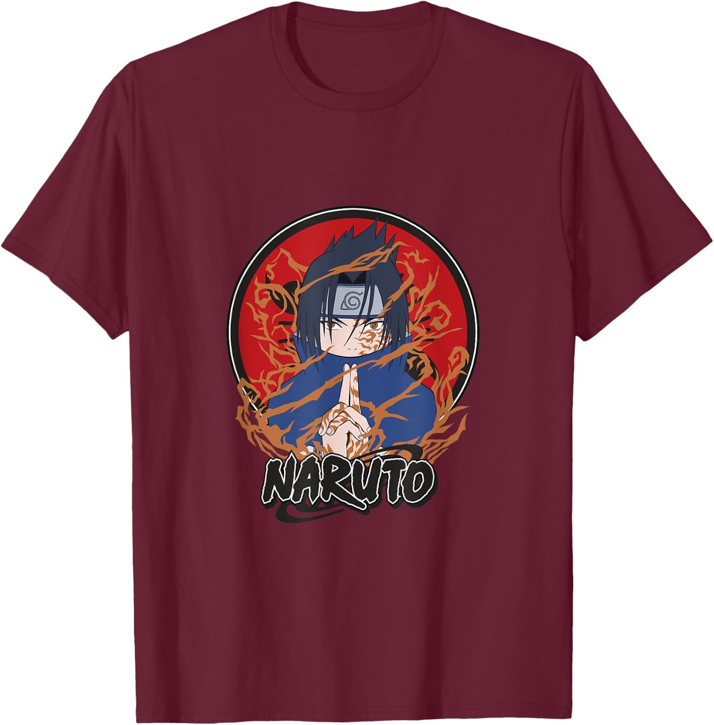 Naruto Classic Sasuke Cursed Seal T-Shirt - T-Shirt | Maroon
