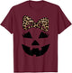 Jack O Lantern Face Pumpkin Hallowen Leopard Print Bow Tie T-Shirt - T-Shirt | Maroon