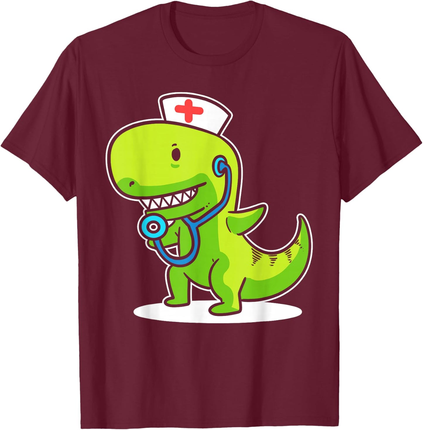 T-rex Nurse Pediatric Nurse T-Shirt - T-Shirt | Maroon