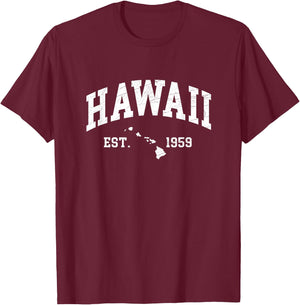 Hawaii Est. 1959 - Distressed / Worn Design Style - Classic T-Shirt - T-Shirt | Maroon