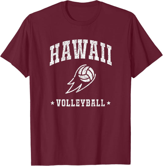 Hawaii Volleyball Vintage Gameday Retro Volleyball Lover T-Shirt - T-Shirt | Maroon
