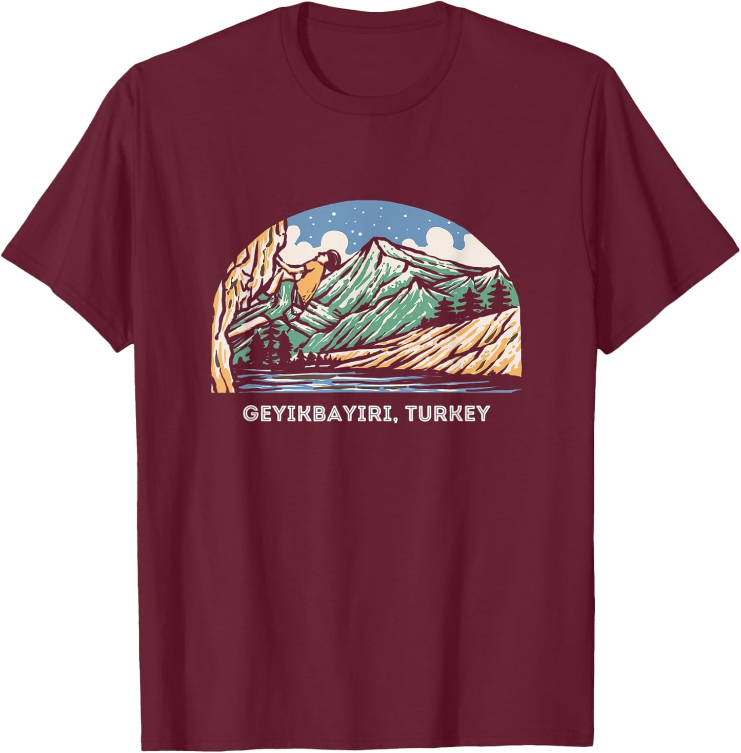 Vintage Geyikbayiri, Turkey Rock Climbing Bouldering T-Shirt - T-Shirt | Maroon