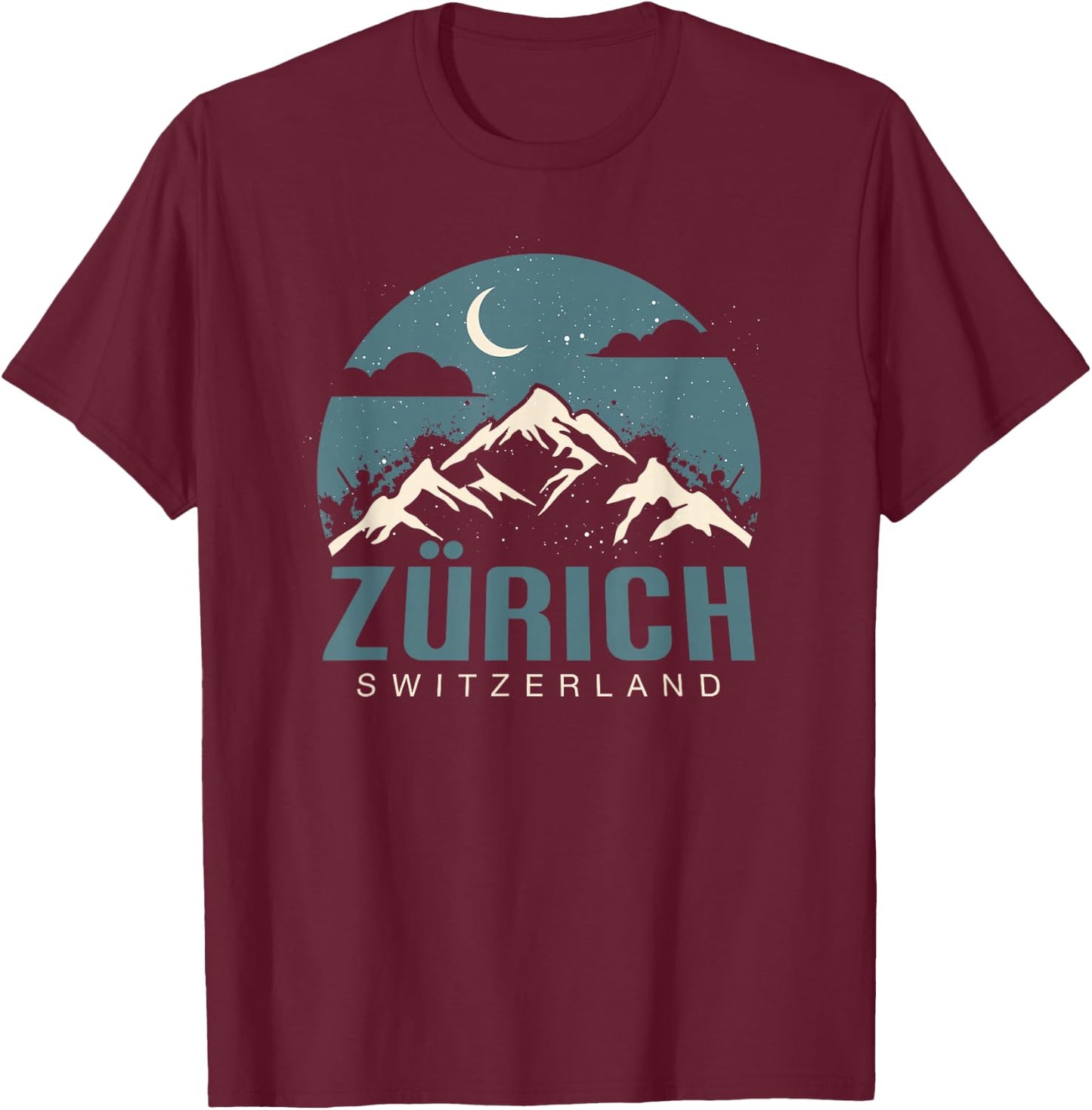 Switzerland Swiss Alps Mountains Of Zurich T-Shirt - T-Shirt | Maroon