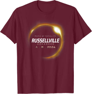 Total Solar Eclipse 2024 Russellville Arkansas April 8 2024 T-Shirt - T-Shirt | Maroon
