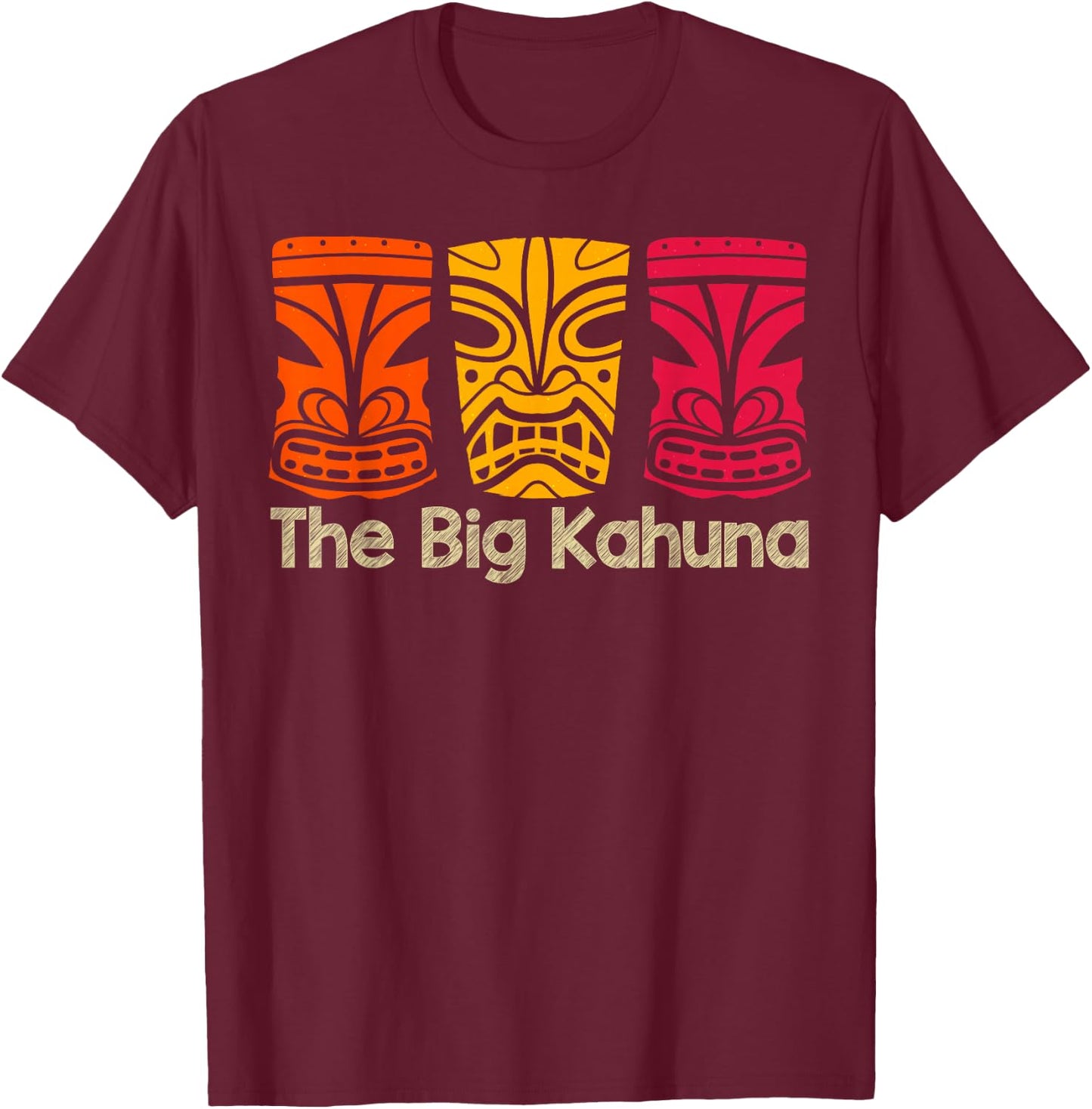 The Big Kahuna Polynesian Surfing Retro Vintage Novelty T-Shirt - T-Shirt | Maroon