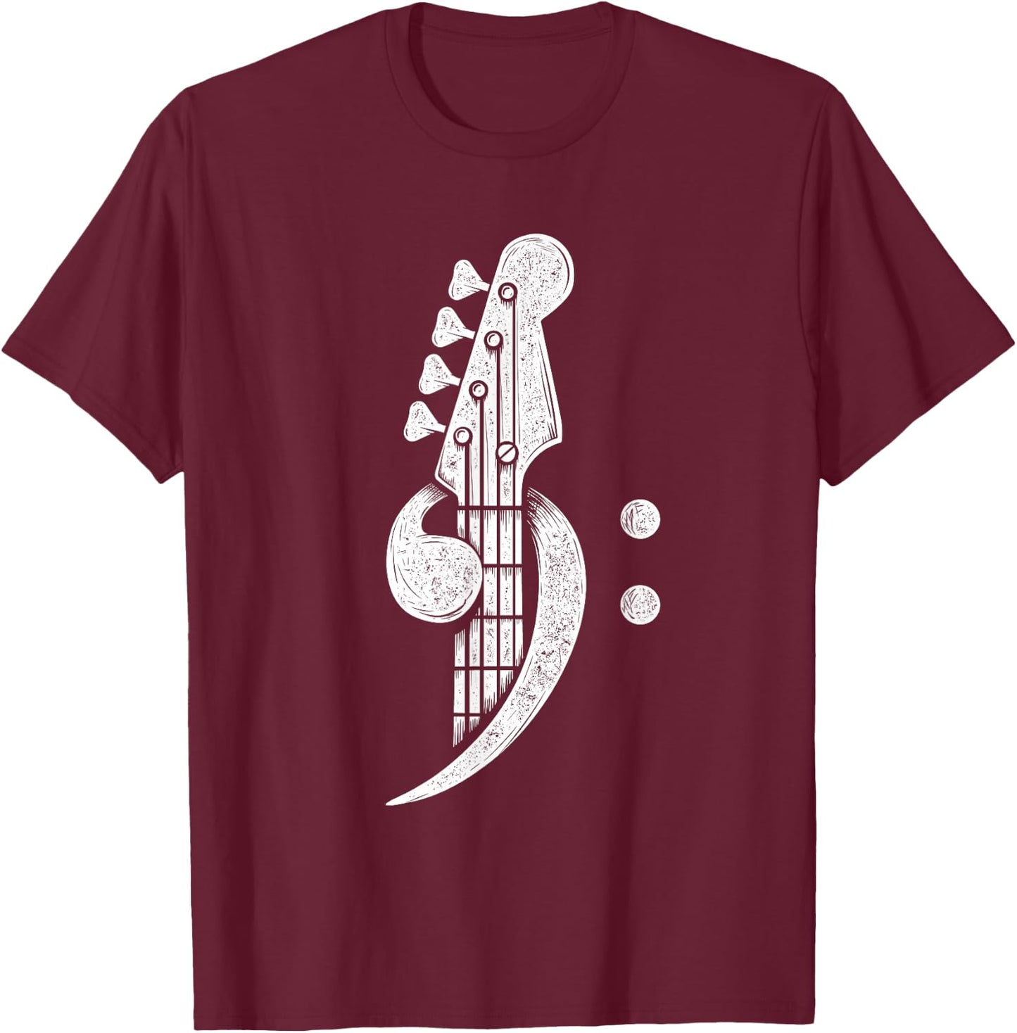 Bass Cleff - Headstock Bassist Bass Guitar Musician Music T-Shirt - T-Shirt | Maroon