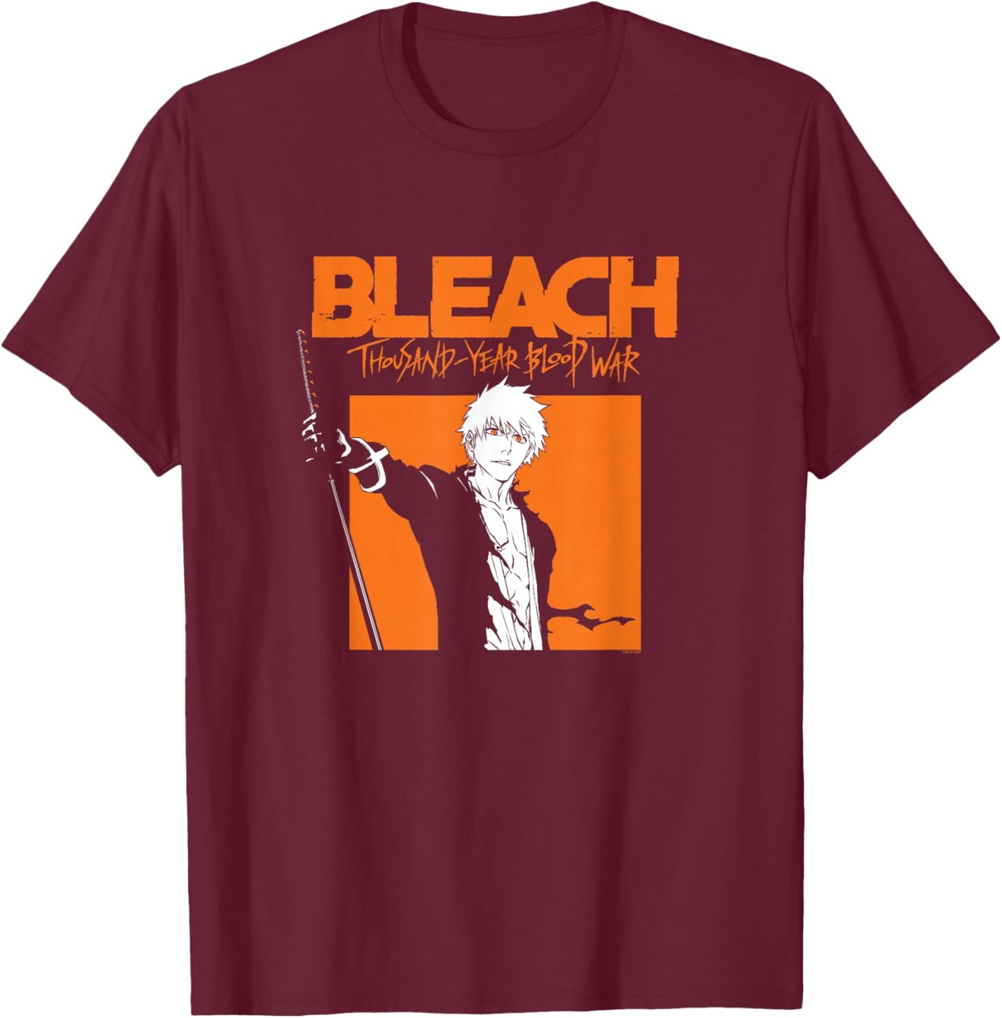 Bleach: Thousand Year Blood War Ichigo with Orange Logo T-Shirt - T-Shirt | Maroon