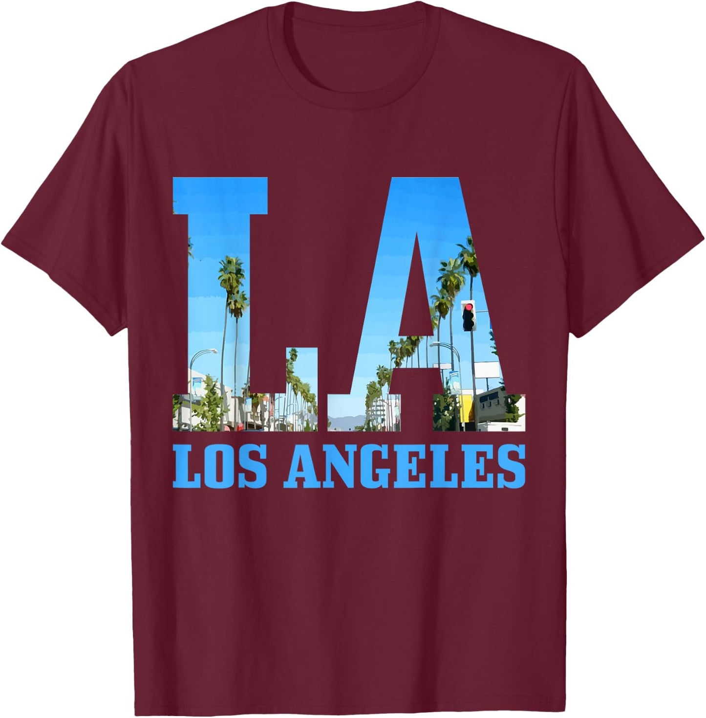 Los Angeles LA Vintage California LA T-Shirt - T-Shirt | Maroon
