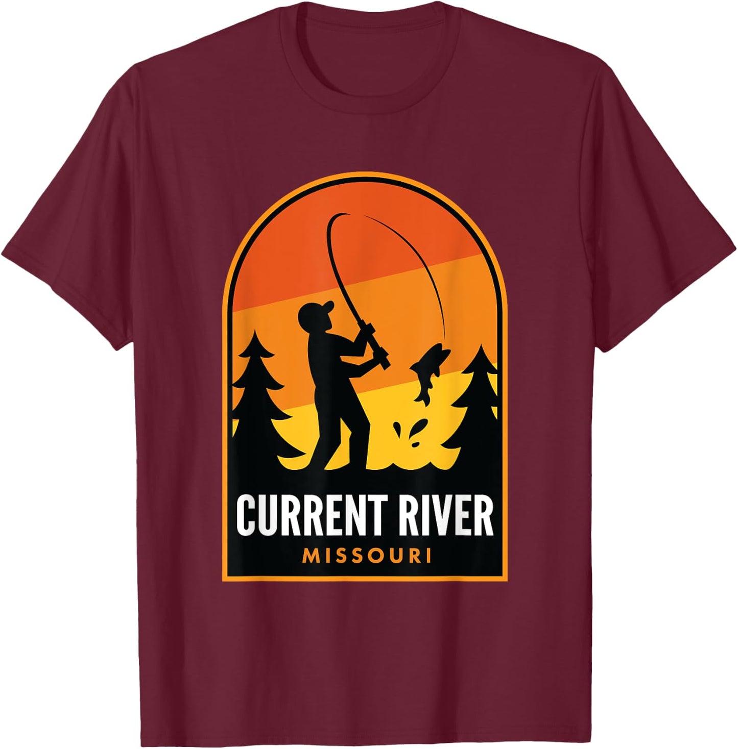 Current River Missouri Fishing T-Shirt - T-Shirt | Maroon