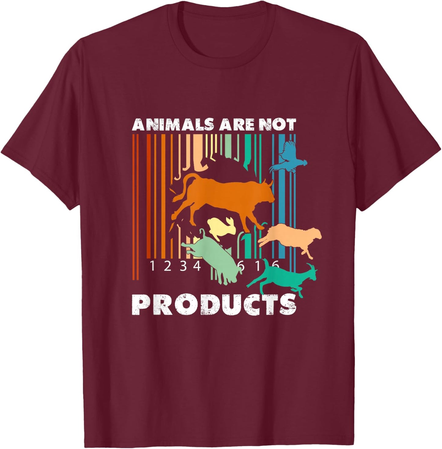 Animal Liberation Barcode Retro Welfare Animal Rights T-Shirt - T-Shirt | Maroon