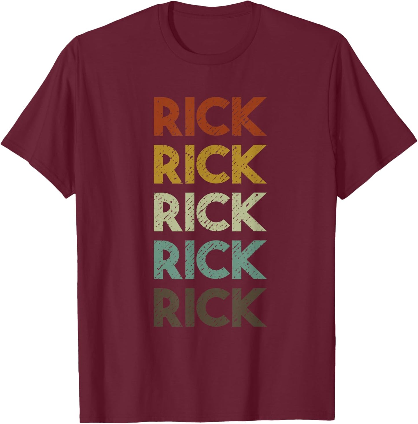 Retro Rick Vintage Distressed Style T-Shirt - T-Shirt | Maroon