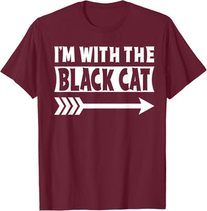 I'm With The Black Cat Halloween Costume Black Cat Halloween T-Shirt - T-Shirt | Maroon