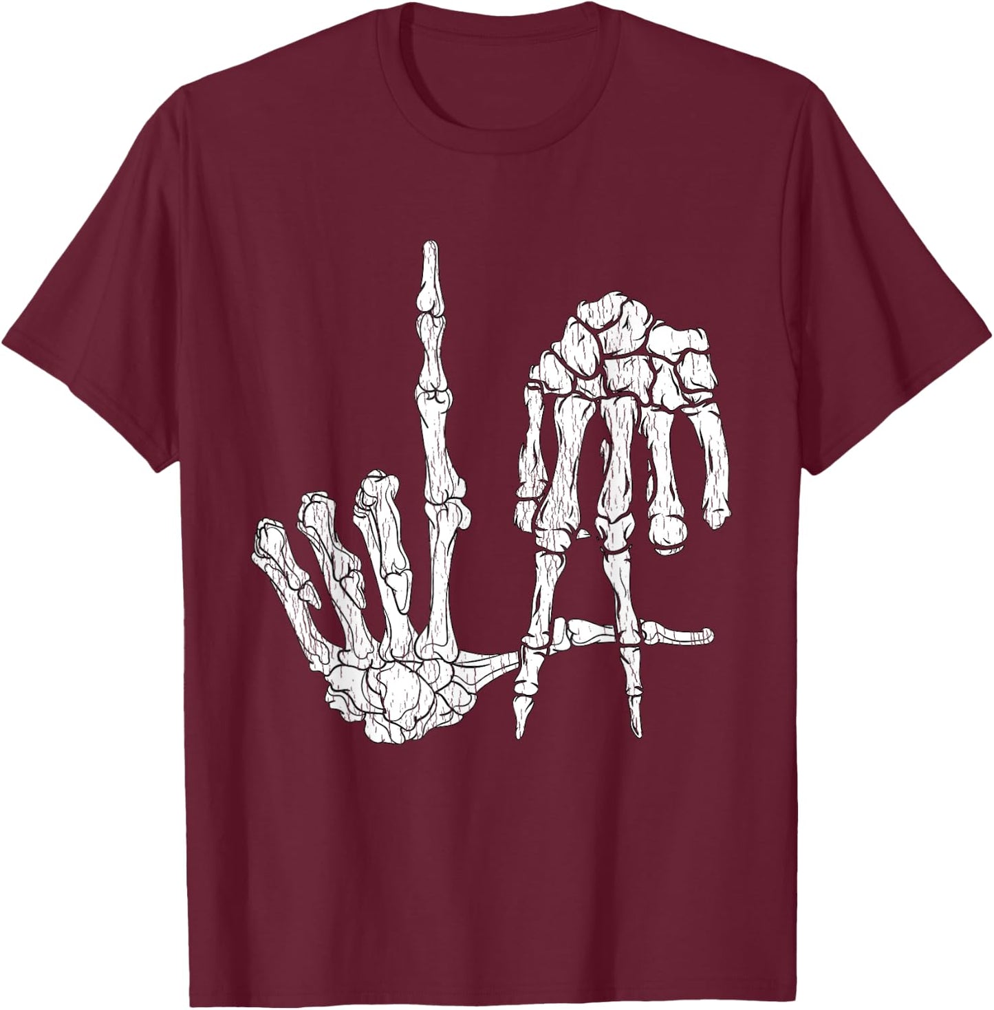 Retro LA Hands Skeleton Los Angeles Hand Sign Halloween T-Shirt - T-Shirt | Maroon