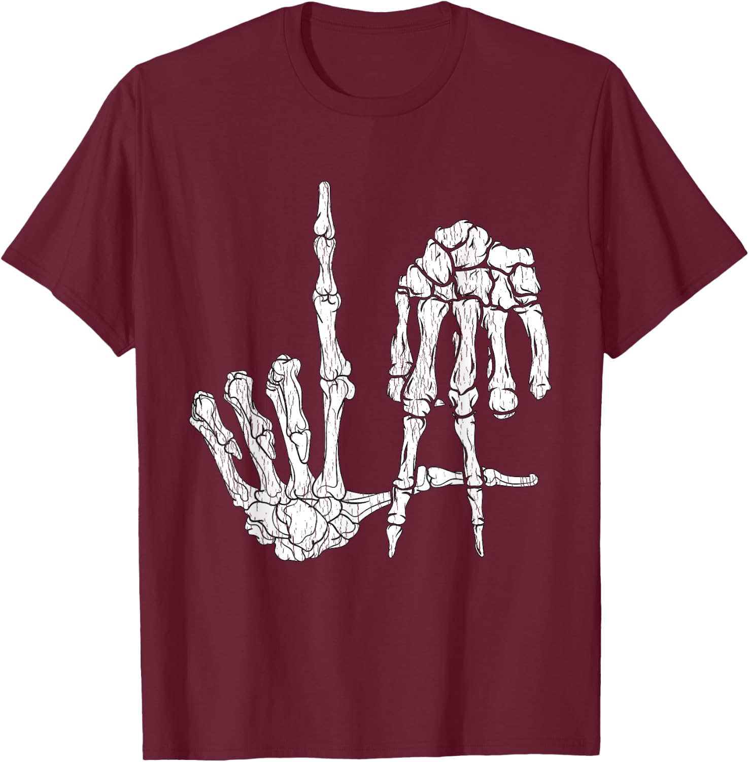 Retro LA Hands Skeleton Los Angeles Hand Sign Halloween T-Shirt - T-Shirt | Maroon