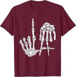 Retro LA Hands Skeleton Los Angeles Hand Sign Halloween T-Shirt - T-Shirt | Maroon