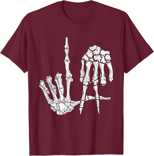 Retro LA Hands Skeleton Los Angeles Hand Sign Halloween T-Shirt - T-Shirt | Maroon