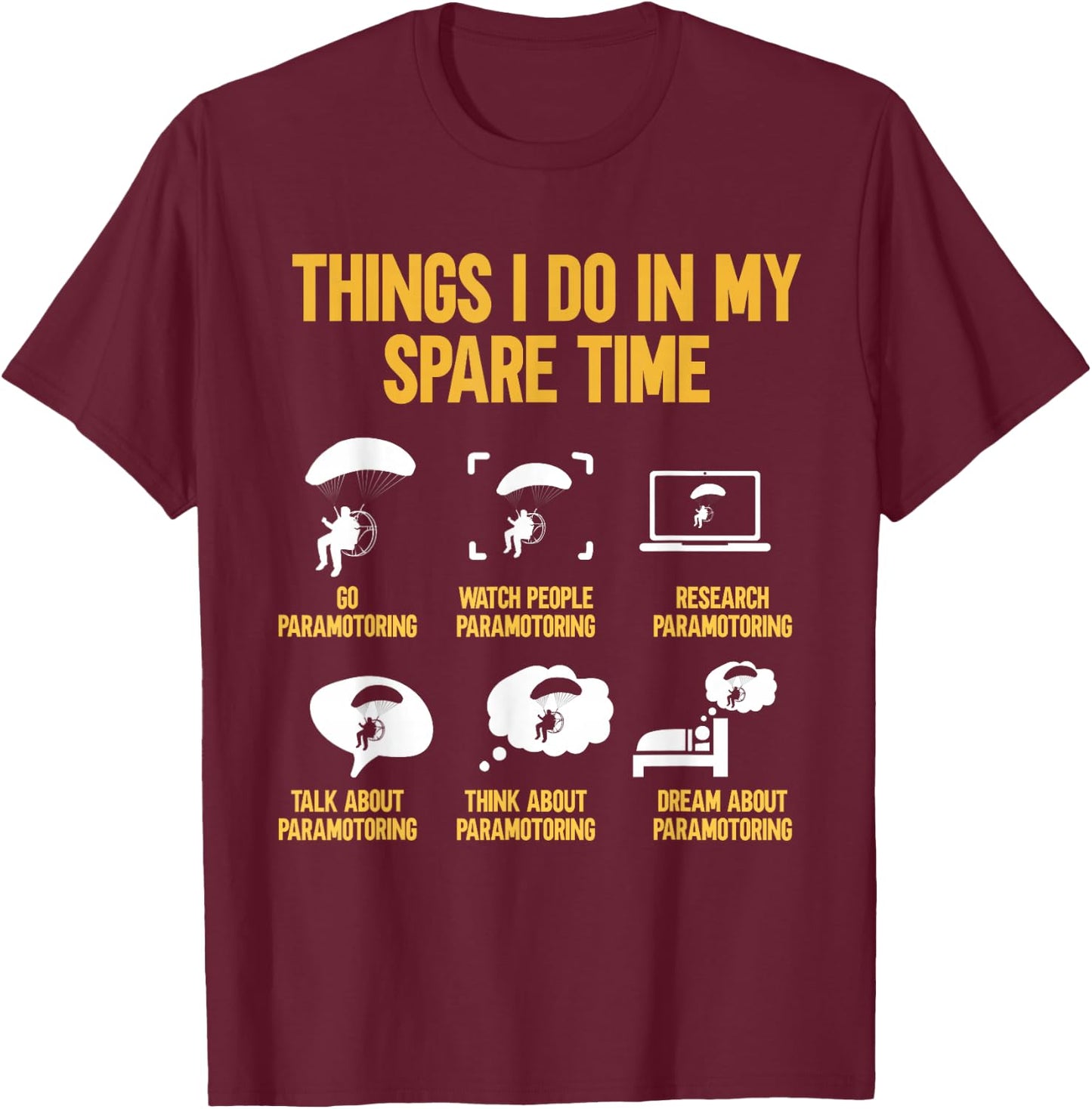 Parasol Flying Motorised Paraglider T-Shirt - T-Shirt | Maroon