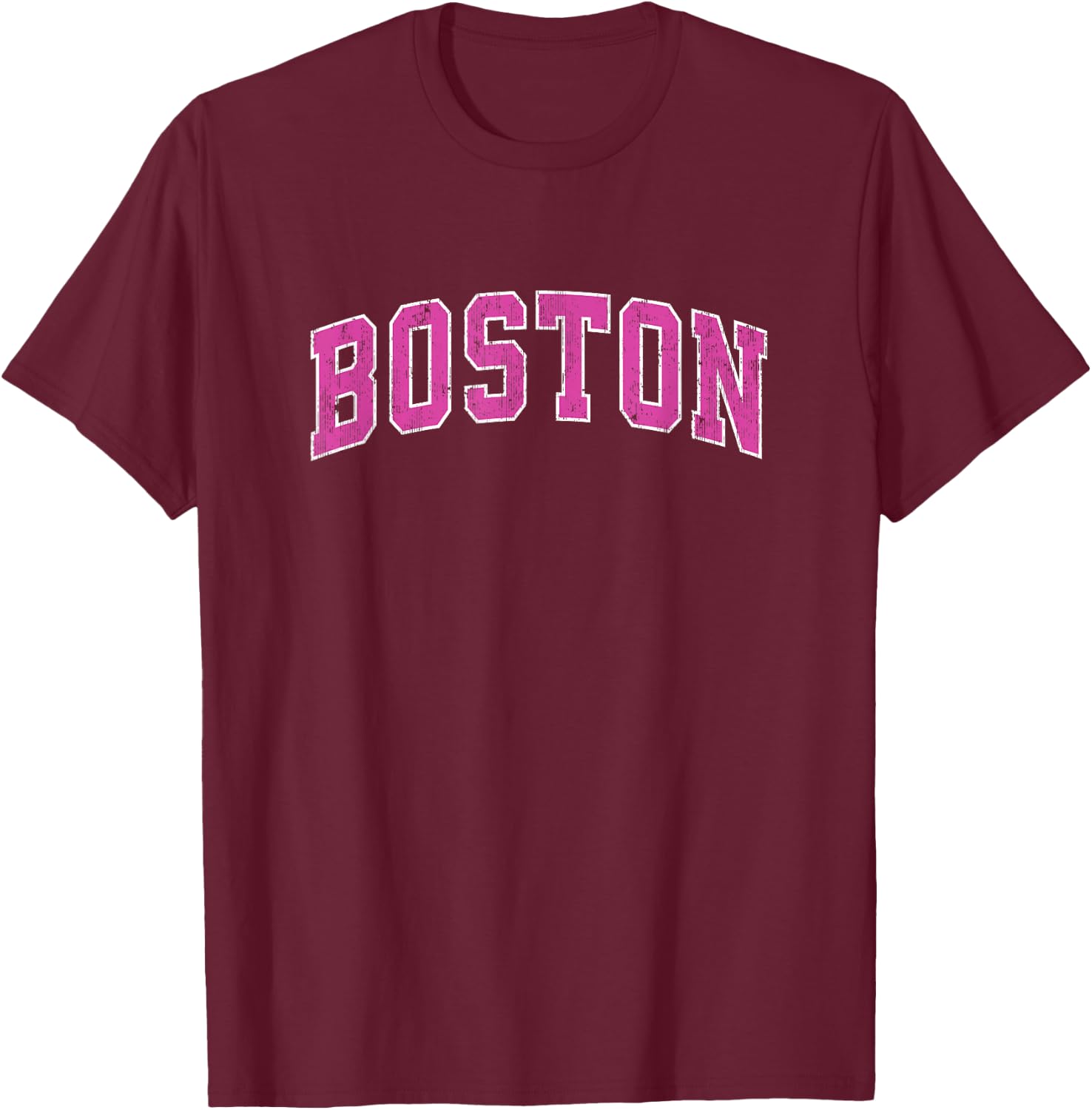 Boston Massachusetts MA Vintage Sports Design Pink Design T-Shirt - T-Shirt | Maroon