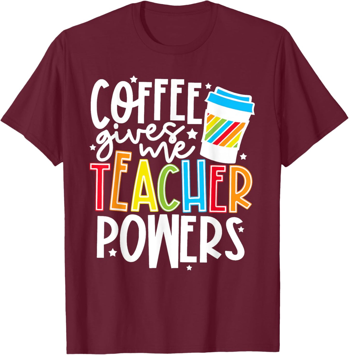 Kid Halloween Costume Coffee Gives Me Teacher Powers T-Shirt - T-Shirt | Maroon